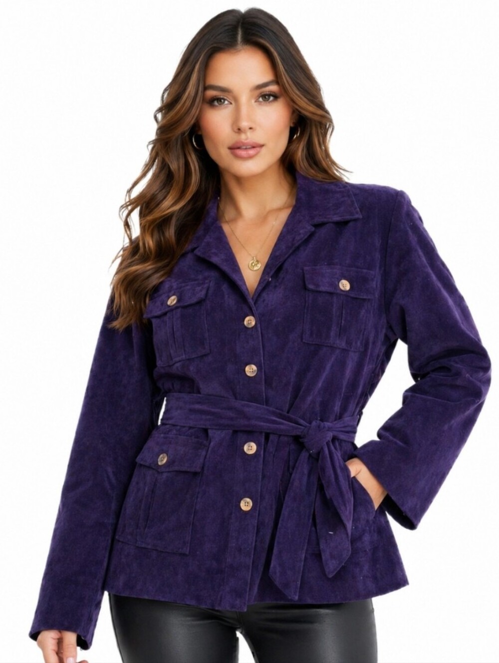 Nwt Selene Sport Purple Belted Utility Jacket (Size:1x)